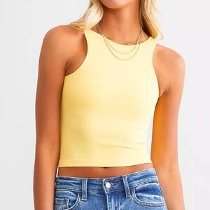 Intimately Free People Butter Yellow Clean Lines Cropped Seamless Tank size M/L